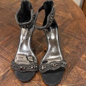 Black jeweled sandals